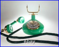 Vintage Old Fashioned Green Phone with Rotary Dial Classic French Style