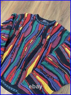 Vintage Old Glory Rainbow Coogi Style Sweater Mens XL Cotton Made In USA