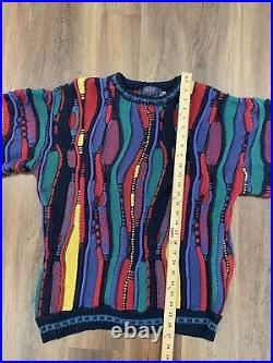 Vintage Old Glory Rainbow Coogi Style Sweater Mens XL Cotton Made In USA
