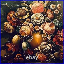 Vintage Old Masters Style Floral Still Life Painting Signed Oil on Canvas 33H