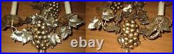 Vintage Old Metal Grapes Leaves Light Sconces Italian Tole Style Working