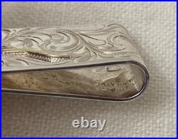 Vintage Old Mexico Longhorn Hand Engraved Money Clip Silver Gold Tone Vogt Style