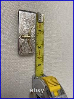 Vintage Old Mexico Longhorn Hand Engraved Money Clip Silver Gold Tone Vogt Style
