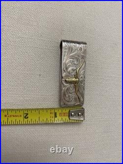Vintage Old Mexico Longhorn Hand Engraved Money Clip Silver Gold Tone Vogt Style