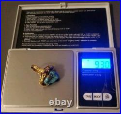 Vintage Old Navajo Style 18K + Gold RING WITH Raw Turquoise TW 9.30 Gr