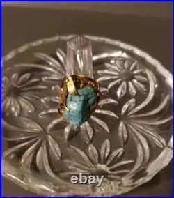 Vintage Old Navajo Style 18K + Gold RING WITH Raw Turquoise TW 9.30 Gr