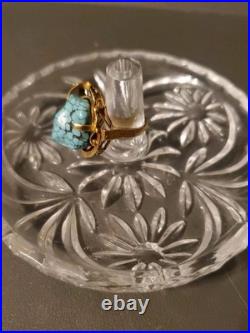 Vintage Old Navajo Style 18K + Gold RING WITH Raw Turquoise TW 9.30 Gr
