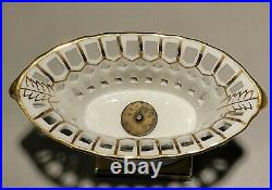 Vintage Old Paris-Style Corbeille Reticulated Basket Gold & White