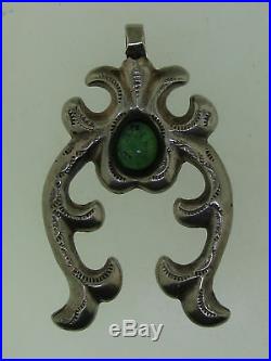Vintage Old Pawn Navajo Style Old Spain Sandcast Sterling & Turquoise Pendant