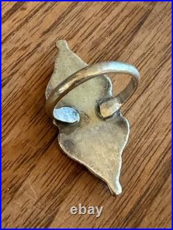 Vintage Old Pawn Sterling Silver Turquoise Cluster Ring Zuni Style sz 6.75 5.4g
