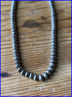 Vintage Old Pawn Style Navajo Pearls Sterling Silver Beads Necklace Choker 16