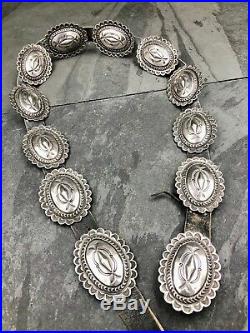 Vintage Old Pawn Style Sterling Silver Navajo Concho Belt