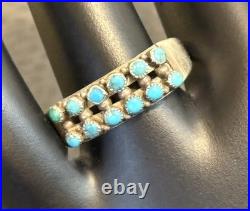 Vintage Old Pawn Zuni Needlepoint Ring Turquoise 925 Sterling Silver Unsigned Vintage Old Pawn Zuni Needlepoint Ring Turquoise 925 Sterling Silver Unsigned
