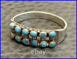 Vintage Old Pawn Zuni Needlepoint Ring Turquoise 925 Sterling Silver Unsigned Vintage Old Pawn Zuni Needlepoint Ring Turquoise 925 Sterling Silver Unsigned