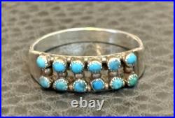 Vintage Old Pawn Zuni Needlepoint Ring Turquoise 925 Sterling Silver Unsigned Vintage Old Pawn Zuni Needlepoint Ring Turquoise 925 Sterling Silver Unsigned