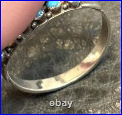Vintage Old Pawn Zuni Needlepoint Ring Turquoise 925 Sterling Silver Unsigned Vintage Old Pawn Zuni Needlepoint Ring Turquoise 925 Sterling Silver Unsigned