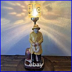 Vintage Old Salty Ceramic Fisherman Table Lamp 25 Tall Very Rare Globe Style