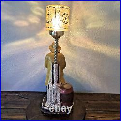 Vintage Old Salty Ceramic Fisherman Table Lamp 25 Tall Very Rare Globe Style