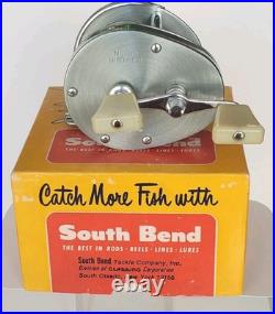 Vintage Old South Bend No 50 Narrow Spool Tournament Style Fishing Reel and Box