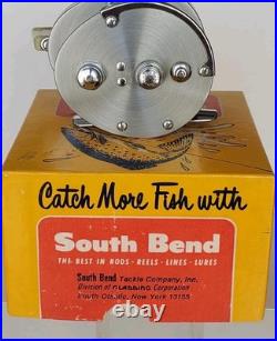 Vintage Old South Bend No 50 Narrow Spool Tournament Style Fishing Reel and Box