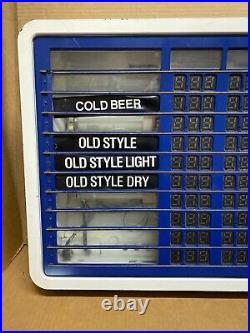 Vintage Old Style Beer Bar Liquor Store Menu Price Board Sign Clock Light 41x19