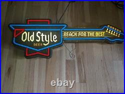 Vintage Old Style Beer Guitar Lighted Sign Reach For The Best