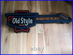 Vintage Old Style Beer Guitar Lighted Sign Reach For The Best