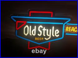Vintage Old Style Beer Guitar Lighted Sign Reach For The Best 44×14×4