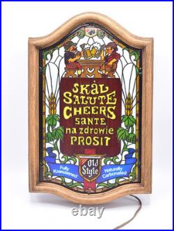 Vintage Old Style Beer Light-Up SignMan Cave Game Room BarProsit Sante Cheers