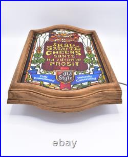 Vintage Old Style Beer Light-Up SignMan Cave Game Room BarProsit Sante Cheers