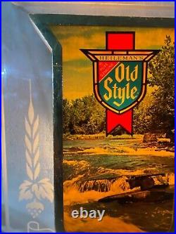 Vintage Old Style Beer Lighted Sign 1981 G Heileman's Brewed With Sparkling Pure