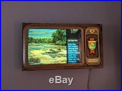 Vintage Old Style Beer Motion Television River Water Beer Lighted Sign Bar TV