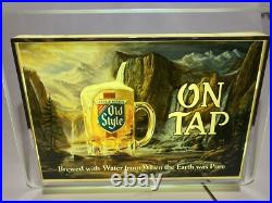Vintage Old Style Beer On Tap Lighted Wall Sign Fluorescent Light