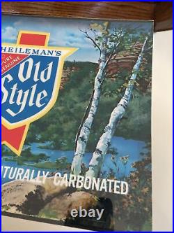 Vintage Old Style Beer Scenarama Light Up Sign Insert. Birch Trees Lake Scene