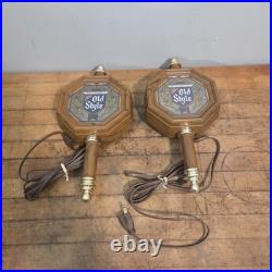 Vintage Old Style Beer Sconces Lighted Sign Pair