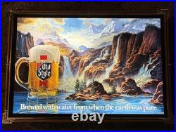 Vintage Old Style Beer Waterfall Lighted Sign 24 X 17