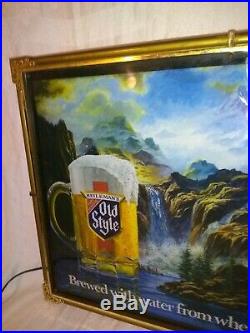 Vintage Old Style Beer Waterfalls Motion Lighted Sign Heileman's 1986