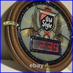 Vintage Old Style Faux Stained Glass Light Up Clock Bar Sign 1988 Man Cave Works