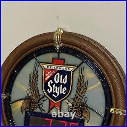 Vintage Old Style Faux Stained Glass Light Up Clock Bar Sign 1988 Man Cave Works