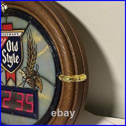 Vintage Old Style Faux Stained Glass Light Up Clock Bar Sign 1988 Man Cave Works