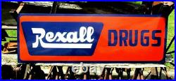 Vintage Old Style HAND PAINTED SIGN Rexall Drugs Pharmacy Medicine Drugstore Art