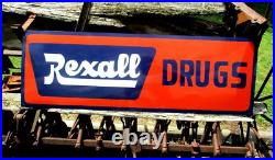 Vintage Old Style HAND PAINTED SIGN Rexall Drugs Pharmacy Medicine Drugstore Art