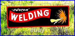 Vintage Old Style Hand Painted Metal Welding Service Shop Sign Welder Garage Art