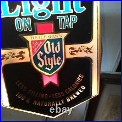 Vintage Old Style Light Beer Badge Lighted Motion Sign Heileman Rare