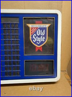 Vintage Old Style Lighted Beer Price Board Menu Sign with Clock 41x19 Liquor Store