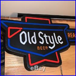 Vintage Old Style Lighted Guitar Beer Sign. 1989. Reach for the Best