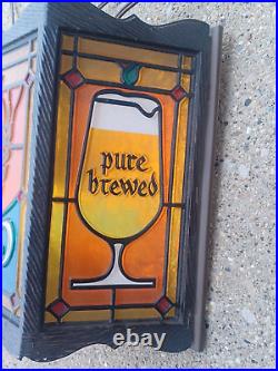 Vintage Old Style On Tap Beer Light Up Sign 3 Sided Plastic Stained Glass Look