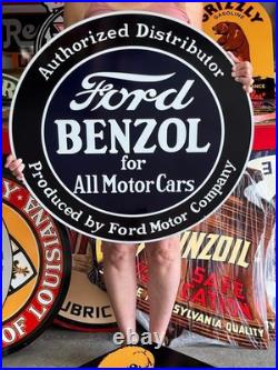 Vintage Old Style Sign Ford Benzol NOT Porcelain Made in USA 30x30