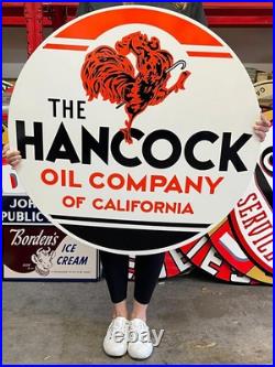 Vintage Old Style Sign Hancock Oil California 36 NOT Porcelain Made USA