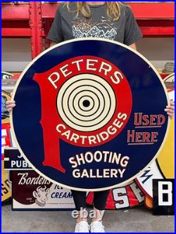 Vintage Old Style Sign Peters Shooting Gallery 36 NOT Porcelain Made USA